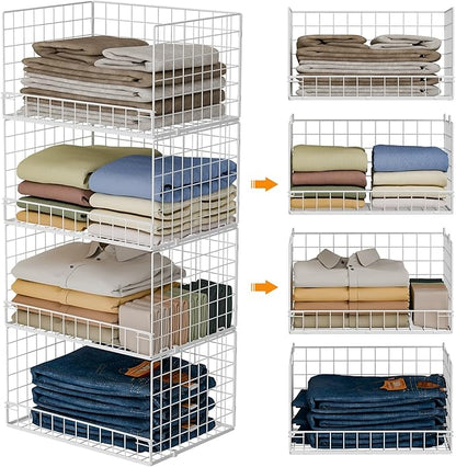 4-Tier Stackable Closet Organizers and Storage Basket, Foldable Closet Shelf by FollowWithYociyogaTogether