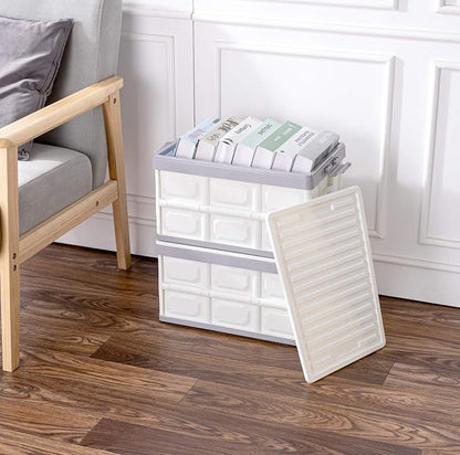 Collapsible Storage Bins with Lids 30L, Folding Plastic Stackable Utility - Image 6