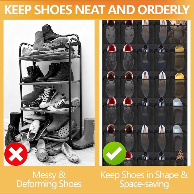 Over The Door Shoe Organizer, 40 Large Mesh Pockets Hanging Shoe Rack Organizer - Image 5