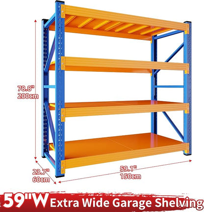 5000LBS Heavy Duty Garage Shelving 59" W Garage Storage Shelves 4-Tier Metal - Image 3