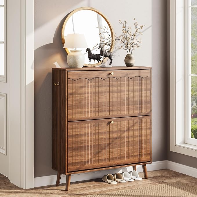 Nicetree Slim Shoe Cabinet for Entryway, 9.5" Narrow Shoe Storage Cabinet by Nicetree