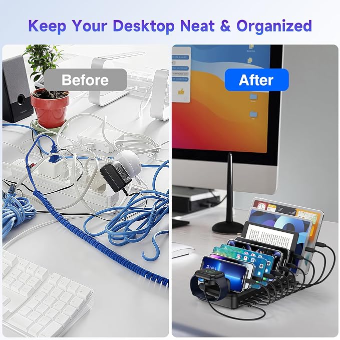 320W Charging Station for Multiple Devices, 10 Ports Fast Multi-Device Charger - Image 4