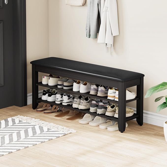 Homleke 2-Tier Solid Wood Shoe Rack Bench - Image 9