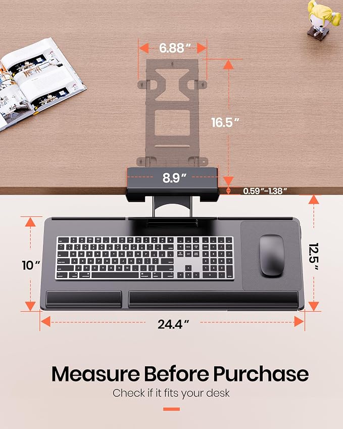 Klearlook Upgraded Ergonomic Keyboard Tray Under Desk, Adjustable Sliding - Image 2