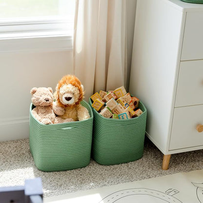 NaturalCozy 13 Inch Cube Storage Bins Cotton Rope Woven Baskets - Image 9