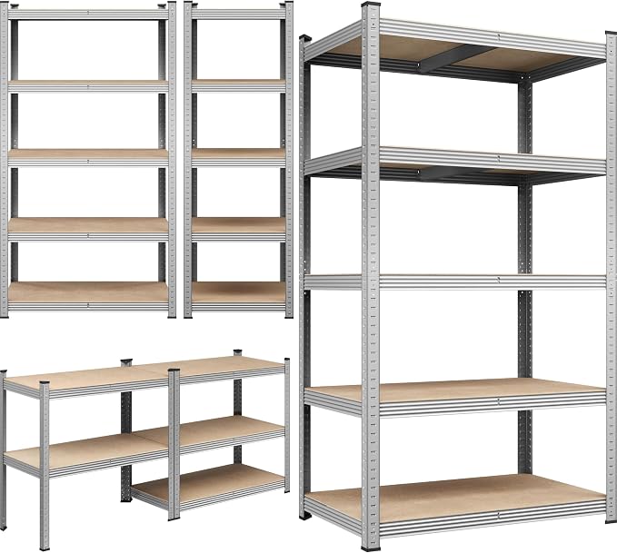 Yaheetech 5-Tier Heavy Duty Storage Shelves 35.5" W x 16" D x 71" H Silver | - Image 8