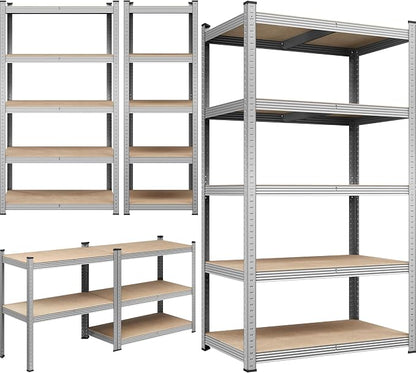 Yaheetech 5-Tier Heavy Duty Storage Shelves 35.5" W x 16" D x 71" H Silver | - Image 8