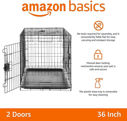 Amazon Basics - Durable, Foldable Metal Wire Dog Crate - Image 2