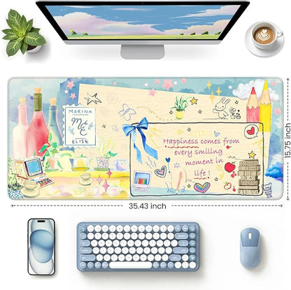 iCasso Desk Cover Mat, Extra Large Mouse Pad, Desk Pad Mat, Office Matt - Image 3