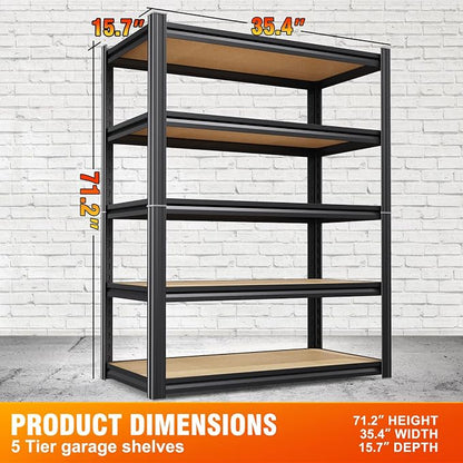 71.2''H Storage Shelves, 2500lbs Garage Shelving, Adjustable Heavy Duty - Image 3