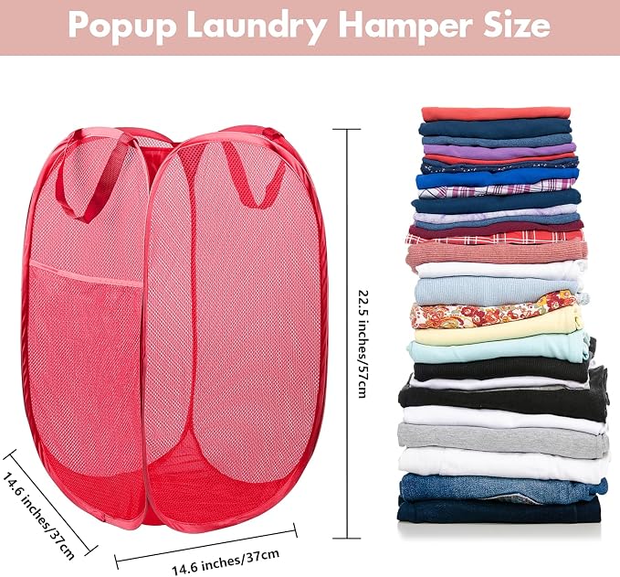 DUCOO Pop Up Laundry Hamper, 70L Collapsible Mesh Laundry Basket - Image 2