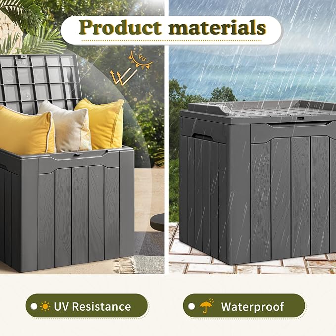 Devoko 31 Gallon Waterproof Outdoor Storage Box Resin Deck Box Lockable and UV - Image 4
