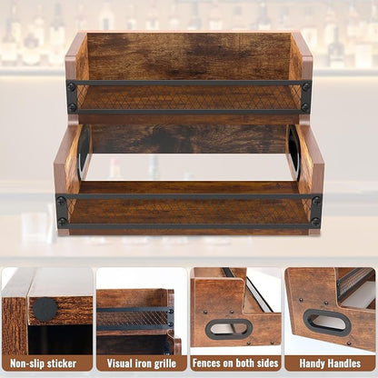 Liquor Bottle Display Shelf, Coffee Syrup Rack Organizer, 2 Step Countertop - Image 3
