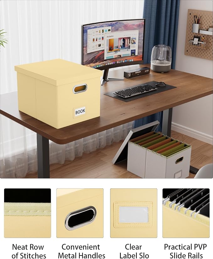 2 Pack File Storage Organizer Box, Portable Document Box - Image 3