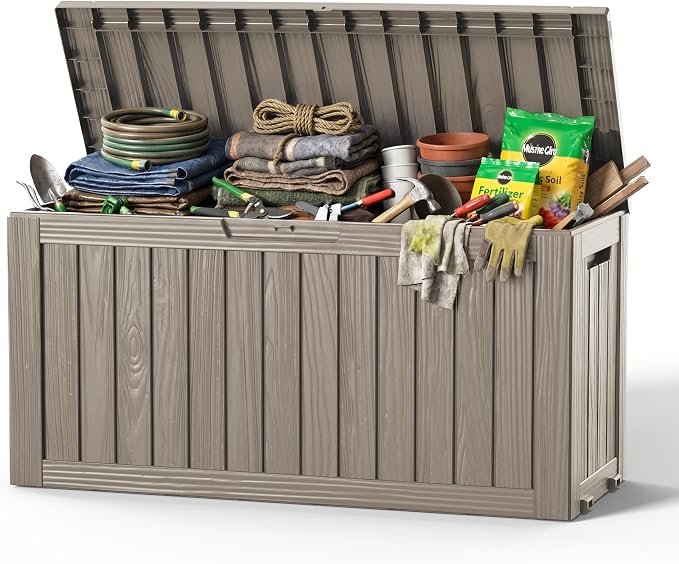 DRATO 90 Gallon Deck Boxes Outdoor Waterproof, Weatherproof Resin Outside by DRATOprovidesawarmandcozy