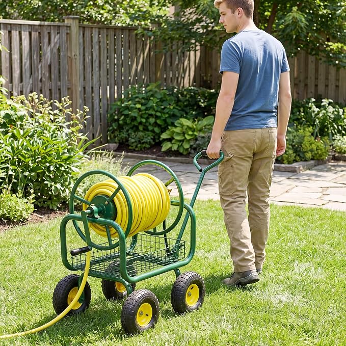 Goplus Garden Hose Reel Cart, 300ft 5/8" or 350ft of 1/2" Large Capacity - Image 3