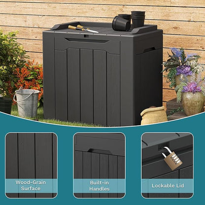 Patiolife 30 Gallon Resin Deck Box, Small Outdoor Storage - Image 5