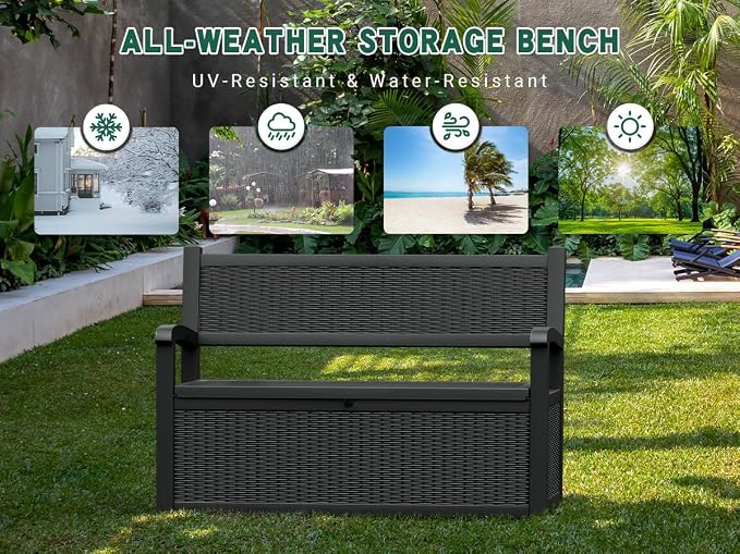 80 Gallon Outdoor Storage Box, Resin Patio Furniture - Image 4