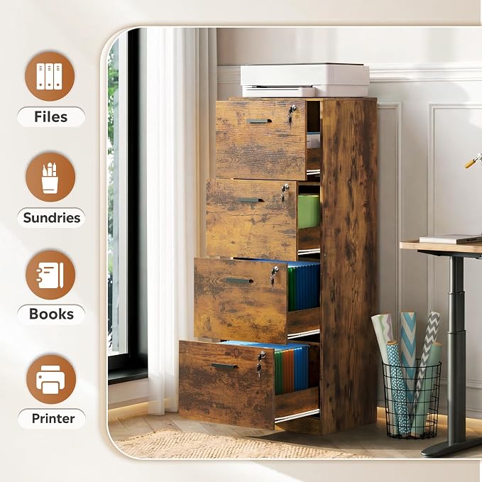 DEVAISE 4 Drawer Wood File Cabinet - Image 4