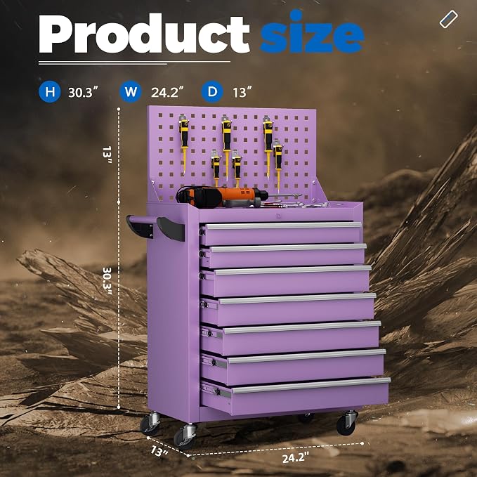 INTERGREAT 7 Drawers Rolling Tool Box - Image 3