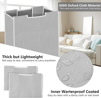 3 Pack Large Laundry Sorter Replacement Bags, Light Gray, 600D Oxford Cloth - Image 3