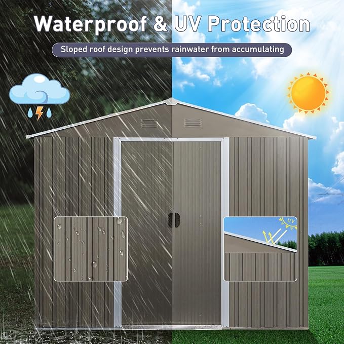Outdoor Metal Storage Shed Window Ventilation Foundation Frame Waterproof - Image 7