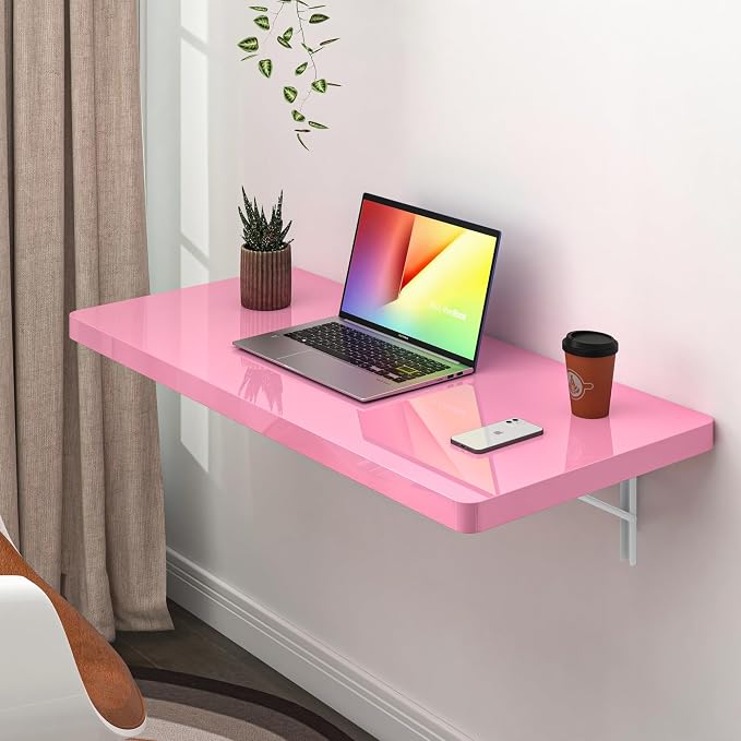 Clikuutory Wall Mounted High Gloss Folding Table, Wall Desk Fold Down by Turnyourhouseintoahome