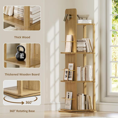 Rotating Bookshelf Tower w/Light, 15.4''/Shelf - Image 5