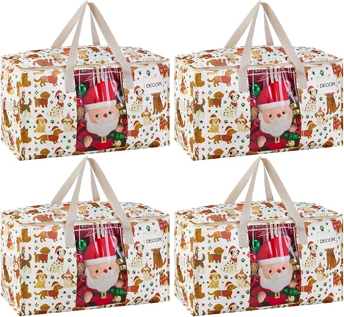 VENO 4 Pack Moving Bags, Large Christmas Storage Bins by Veno