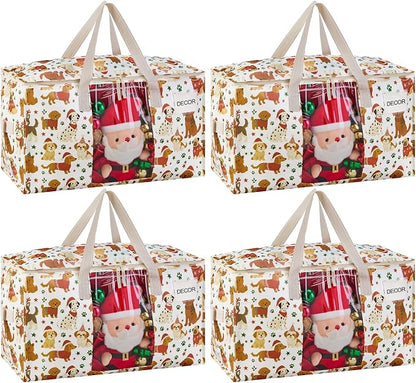 VENO 4 Pack Moving Bags, Large Christmas Storage Bins by Veno