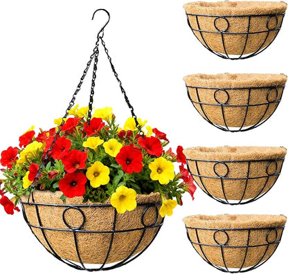 4 Pack 14" Round Metal Hanging Basket by JFFLYIT