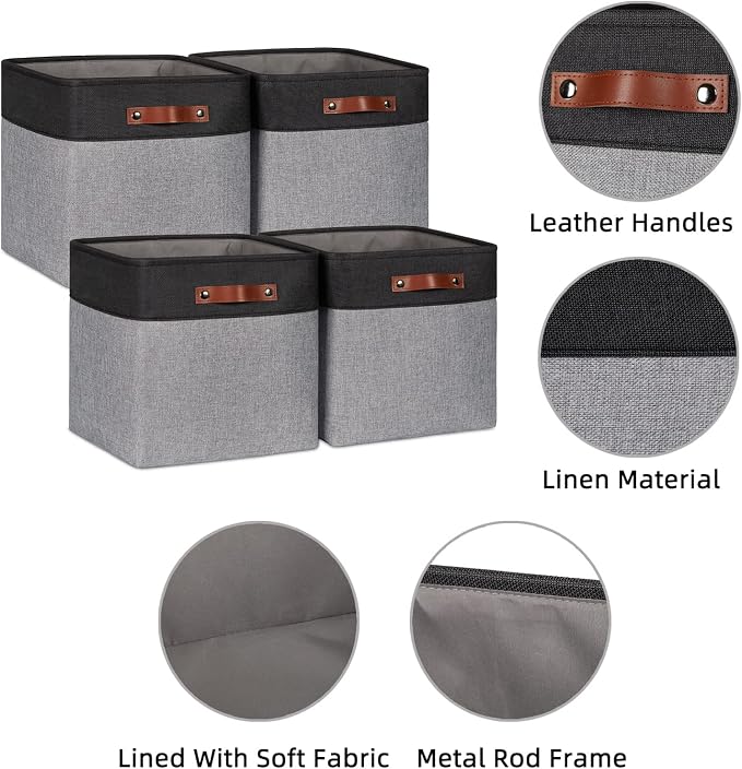 HNZIGE 13x13x13 Storage Baskets Large Fabric Storage Cubes - Image 2