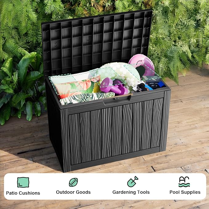 45 Gallon Resin Deck Box, Lockable Outdoor Storage Box - Image 5