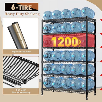 REIBII 71" H Metal Shelves 6 Tier Storage Shelves 1200LBS Adjustable Shelving - Image 4