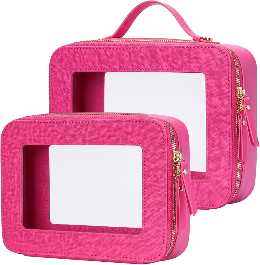 Popvibe Clear Makeup Bag Travel Cosmetic Case Transparent Toiletry Bag by POPVIBE
