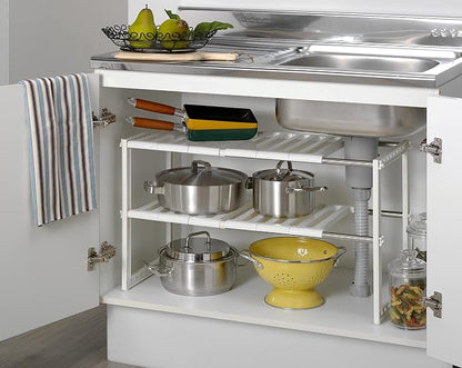 COELO Under Sink Organizer 2-Tier Expandable Shelf Kitchen Bathroom Cabinet - Image 4