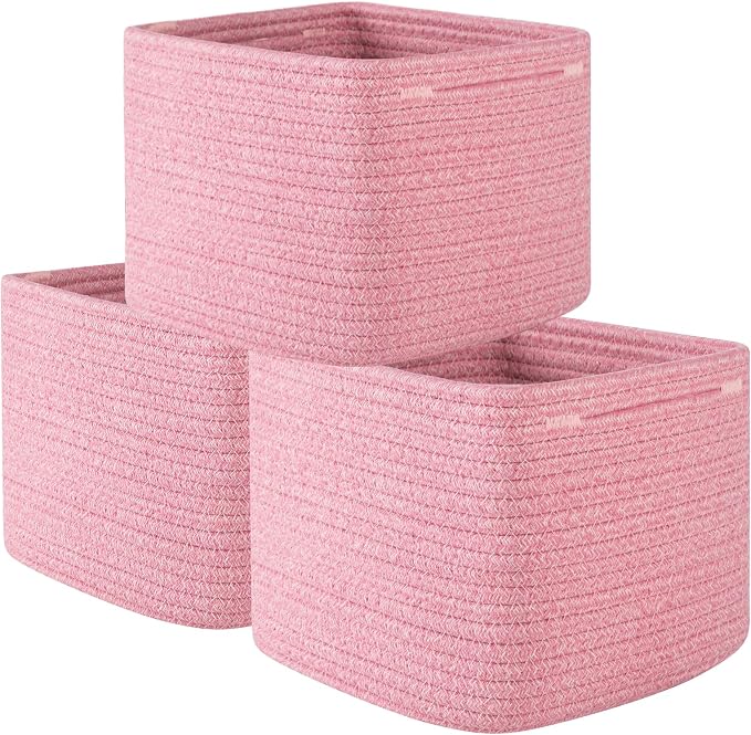 OIAHOMY 9”x9”x7” Storage Cubes, Cotton Rope Woven Baskets by MasterofSpaceOptimization