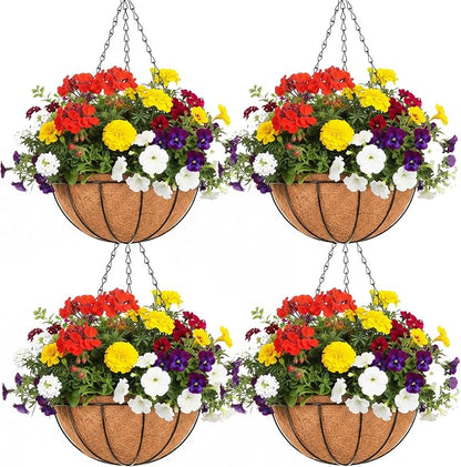 EIMQUVW Outdoor Metal Hanging Planters Basket Hanging Baskets by EIMQUVW