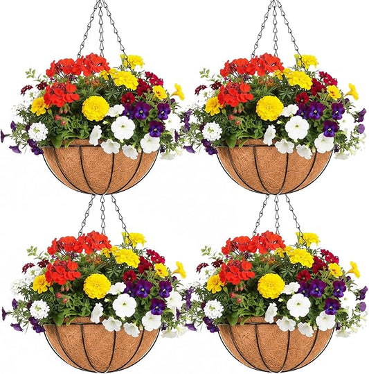 EIMQUVW Outdoor Metal Hanging Planters Basket Hanging Baskets by EIMQUVW