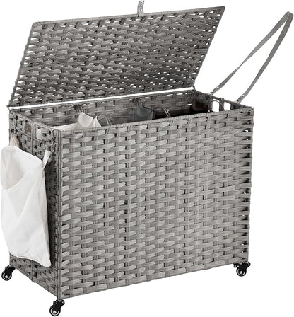 Laundry Hamper with Wheels, 52.8 Gallon Rolling Laundry Basket with Lid by Hiagnete