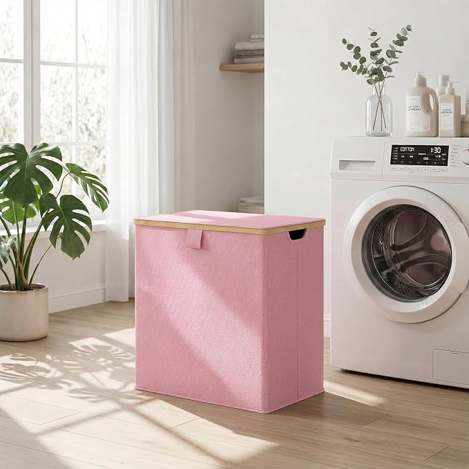 efluky Laundry Hamper with Lid, Double Laundry Basket with 2 Removable Bags - Image 8