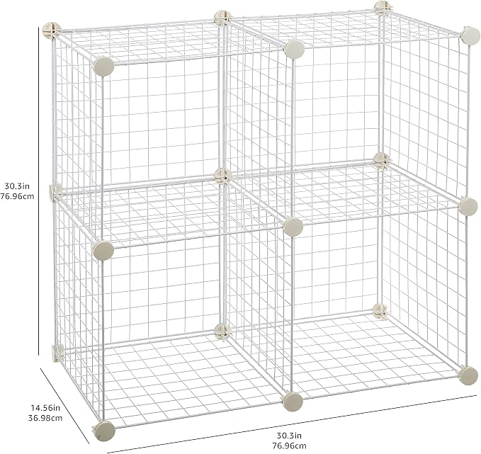 Amazon Basics 4 Cube Wire Grid Storage Organizer, Closet Organizer and Shelves - Image 3