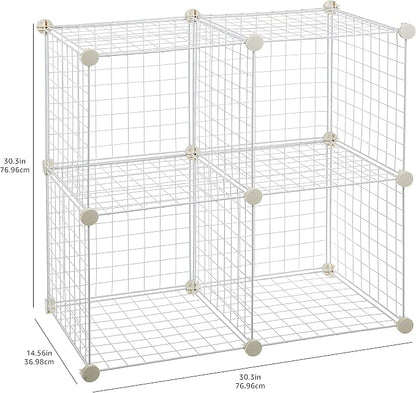 Amazon Basics 4 Cube Wire Grid Storage Organizer, Closet Organizer and Shelves - Image 3