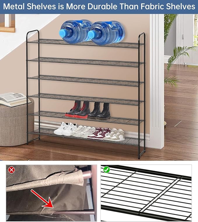 KEETDY Large Shoe Rack 6 Tier Organizer Tall Metal Shoe Organizer - Image 4