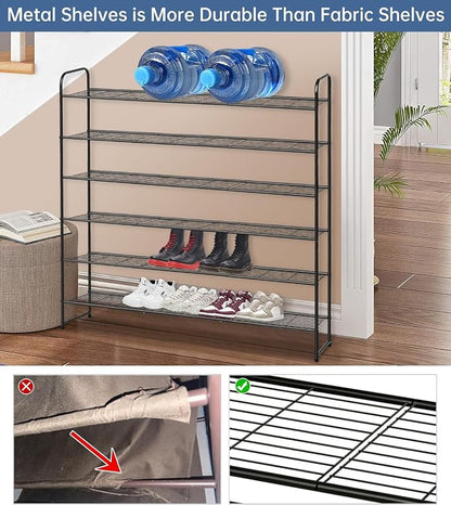 KEETDY Large Shoe Rack 6 Tier Organizer Tall Metal Shoe Organizer - Image 4