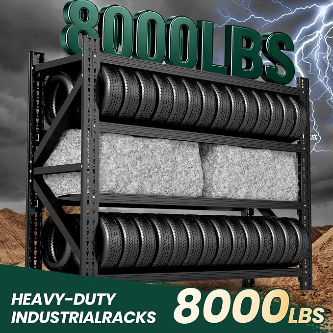 Heavy Duty Garage Storage Shelves 8000LBS Capacity, 4-Tier Adjustable - Image 3