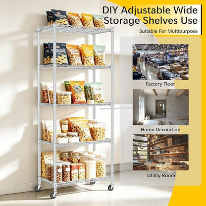 REGILLER 5-Wire Shelving Metal Storage Rack Adjustable Shelves, Standing - Image 6