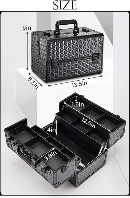 Joligrace Makeup Train Case Professional Cosmetic Organizer Aluminum Storage Box - Image 7