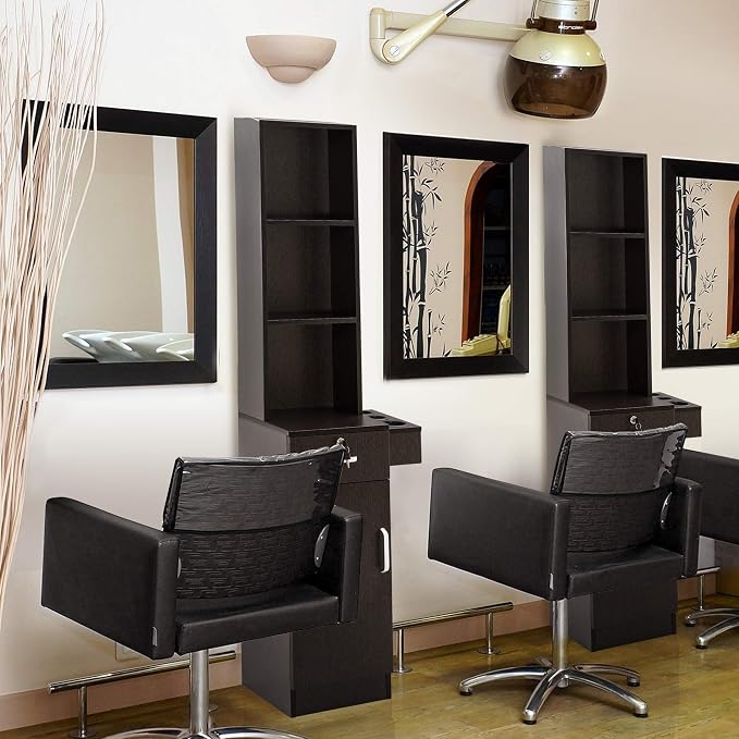 BarberPub Wall Mount Barber Station Hair Styling Drawer Storage Beauty Salon - Image 2