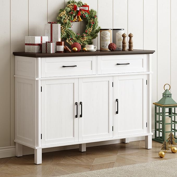 48 Inches Buffet Cabinet with Storage, Farmhouse Sideboard Buffet w/2 Drawers - Image 8
